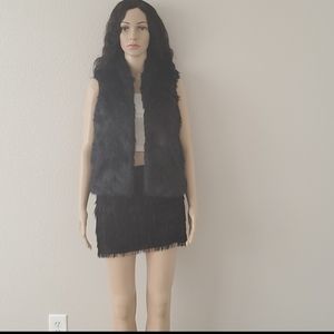Express Faux Fur Black Vest XS